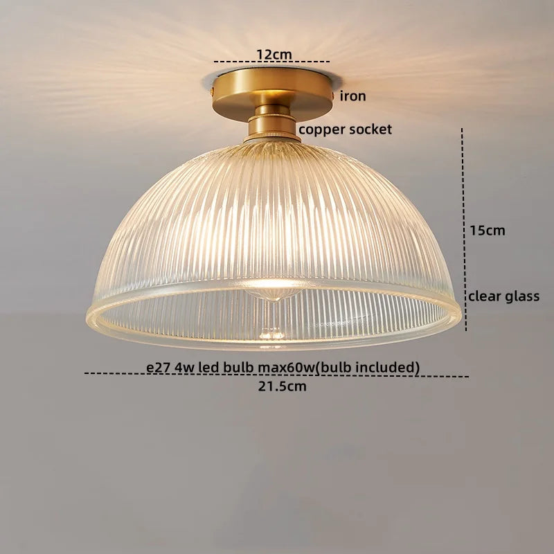 Afralia™ Glass Copper LED Ceiling Light - Simple Art Decorative Chandelier