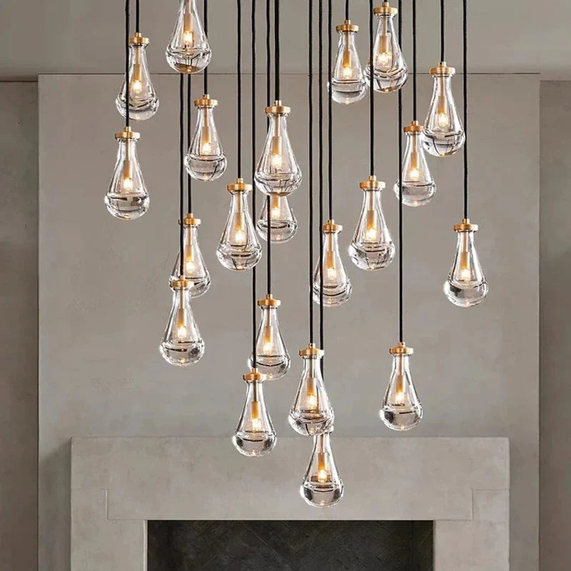 Afralia™ Waterdrop Glass Pendant Light: Modern LED, Lobby Accent for Home, Hotel, Staircase Decor