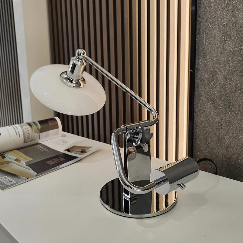 Afralia™ Vintage Glass Table Lamp for Bedroom or Desk, Adjustable Light
