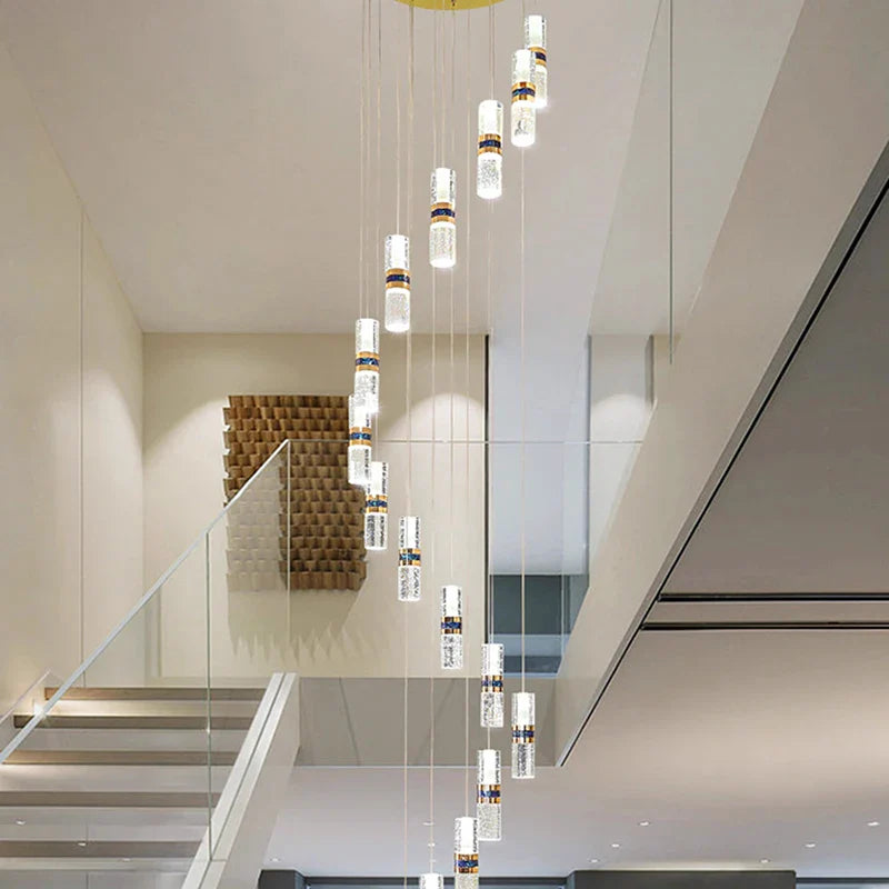 Afralia™ Modern Stair Chandelier Pendant Light LED Ceiling Lamp for Living Room