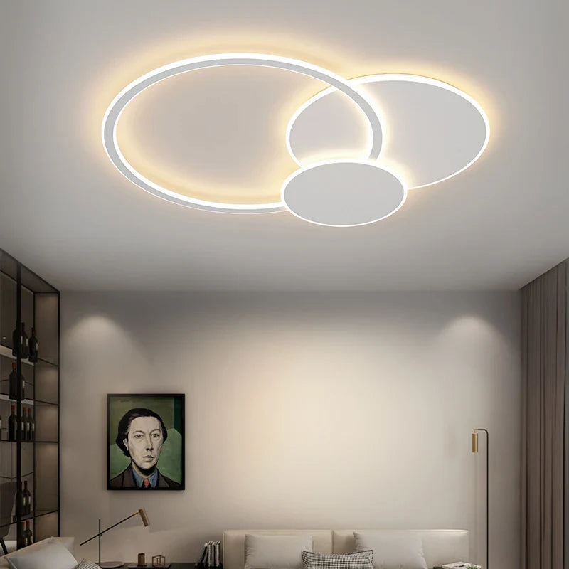 Afralia™ Modern LED Round Chandelier with Remote Control for Home Decor