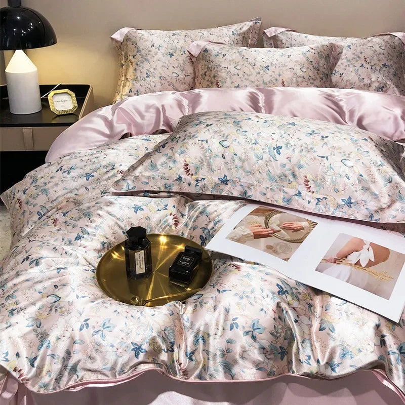 Afralia™ Mulberry Silky Blending Duvet Cover Set with Sheets Luxury Queen Bedding Sets
