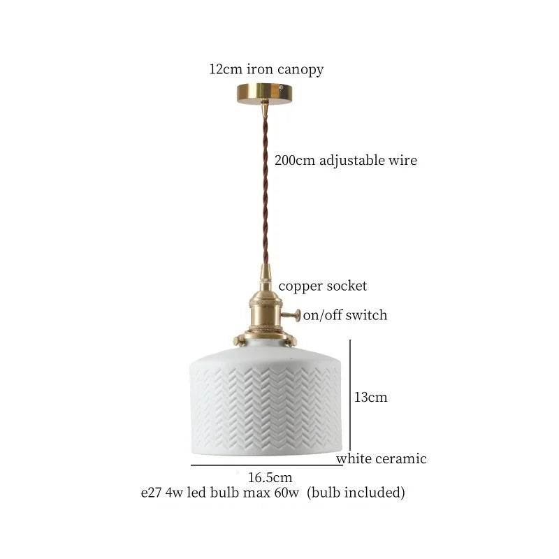 Afralia™ Beige Ceramic LED Pendant Lamp for Home and Commercial Spaces
