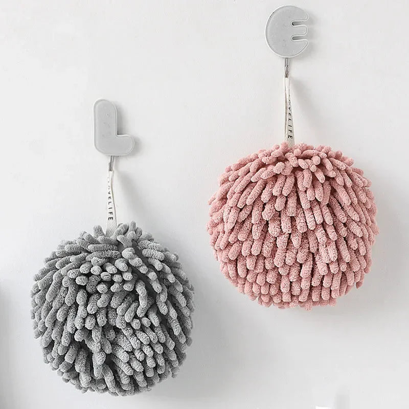 Afralia™ Chenille Microfiber Hand Towel Sponge Ball - Soft, Absorbent, Quick-Dry Kitchen Bathroom Towel