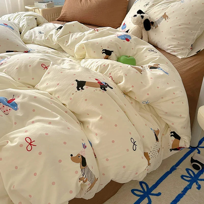 Afralia™ Cartoon Pattern Cotton Fitted Sheet Set – Soft & Cozy Bedding for Adults & Kids