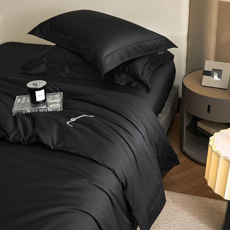 Afralia™ Luxury 1400TC Egyptian Cotton Bedding Set in Silky Black