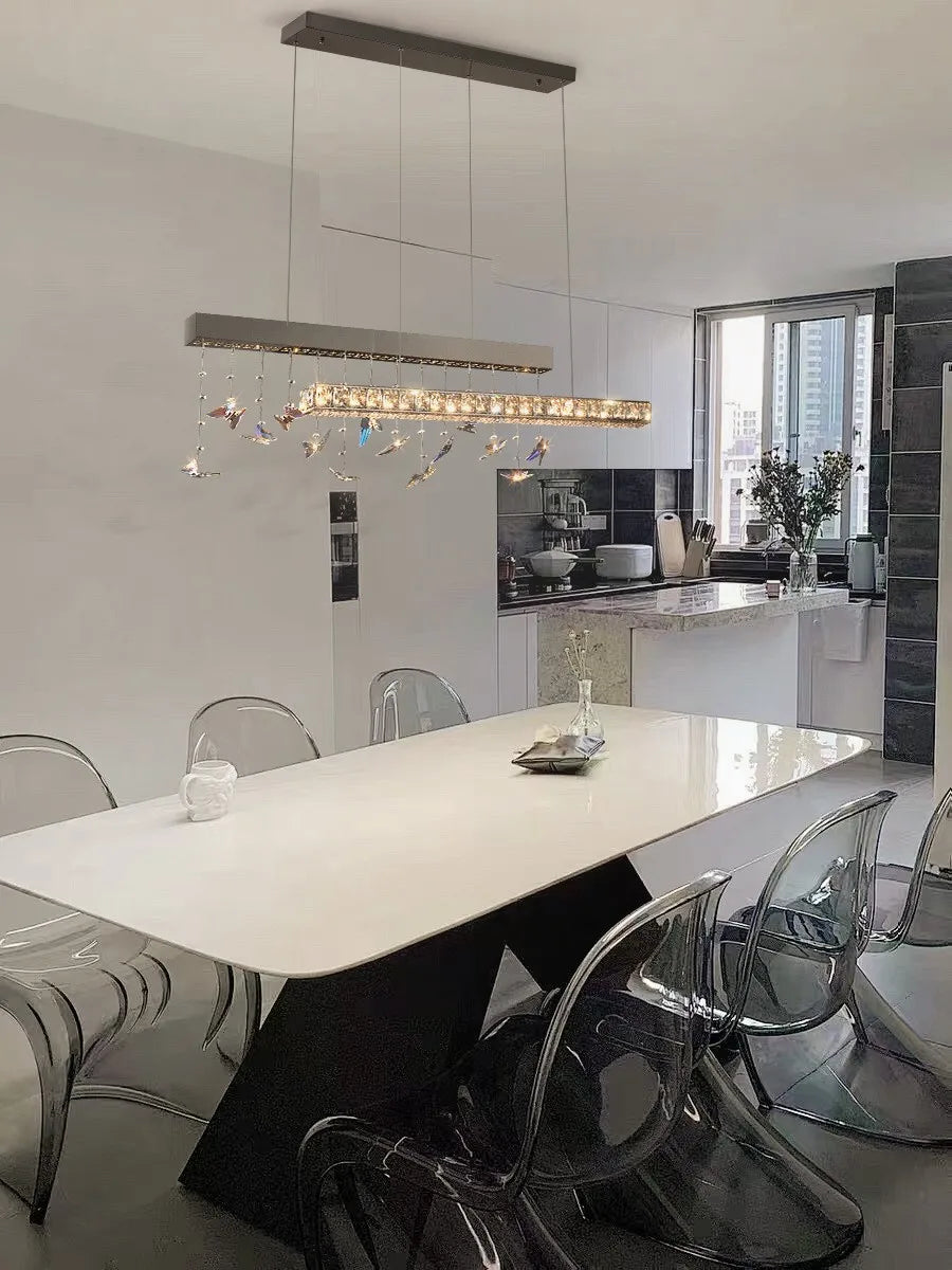 Afralia™ Luxury Crystal Chandelier LED Strip Island Lighting