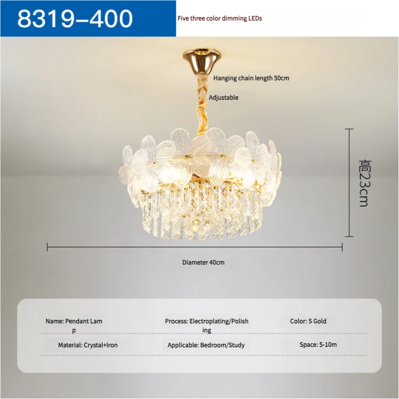 Afralia™ French Flower Crystal Chandelier: Elegant Living Room Ceiling Lamp