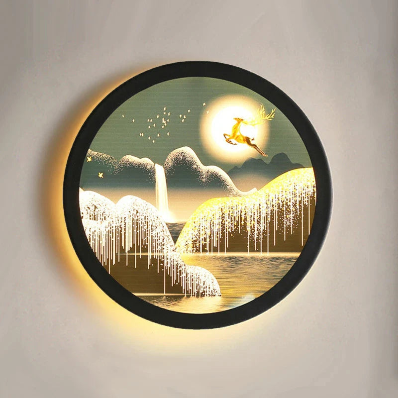 Afralia™ Industrial Acrylic Round Wall Lamp | Vintage Mural Sconces for Bedroom Decor