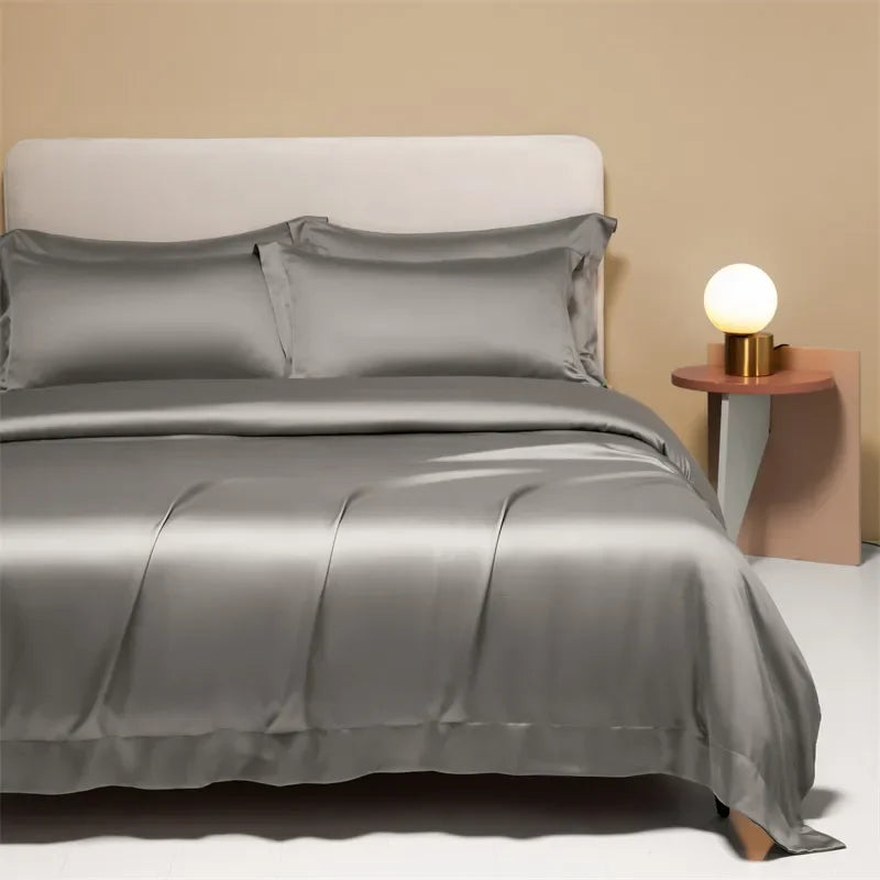 Afralia™ Satin Single Duvet Cover - Cool Solid Color, Smooth Finish