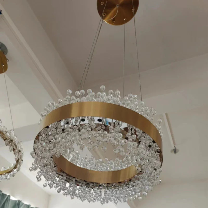 Afralia™ Gold Metal LED Chandelier: Modern Crystal Lighting for Living Room, Dining Room, Bedroom.