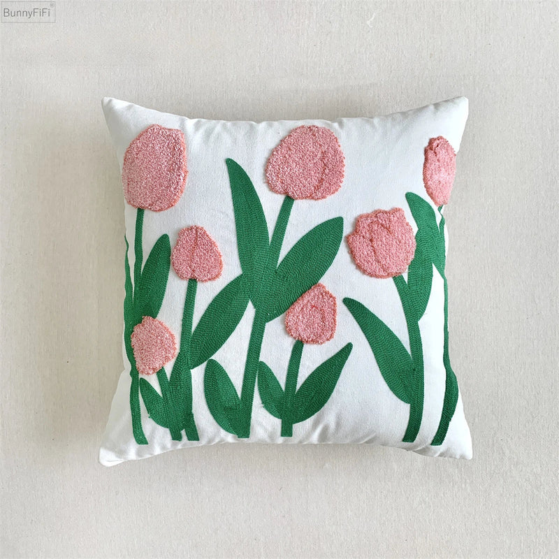 Floral Pillow Case Cushion Cover 45x45cm Afralia™ - Home Decor Living Room Cotton