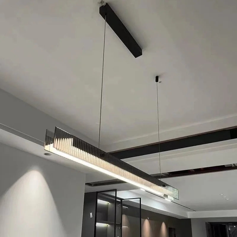 Afralia™ Modern Black Linear Glass Pendant Lamp