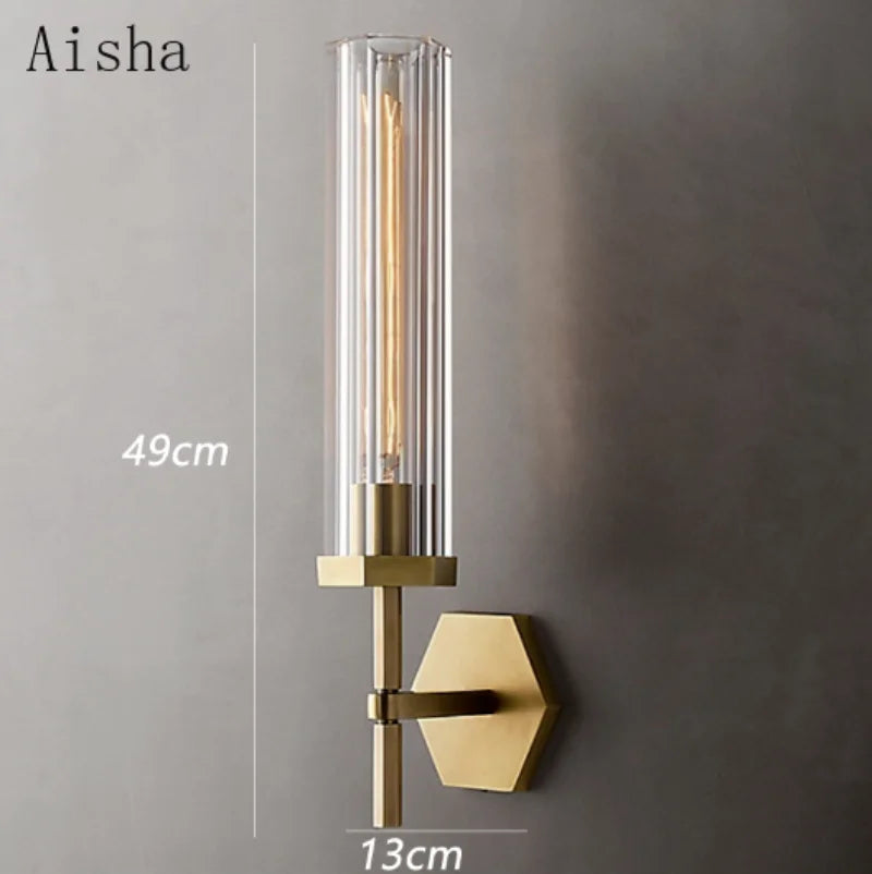 Afralia™ Crystal Shades Gold/Black Metal Wall Sconces - Elegant Edison Wall Mounted Lights