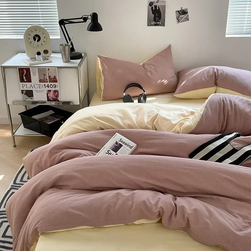 Afralia™ Bubble Cotton Quilt Sets | Ultra Soft Fitted Sheet Set | King Queen Bed Set