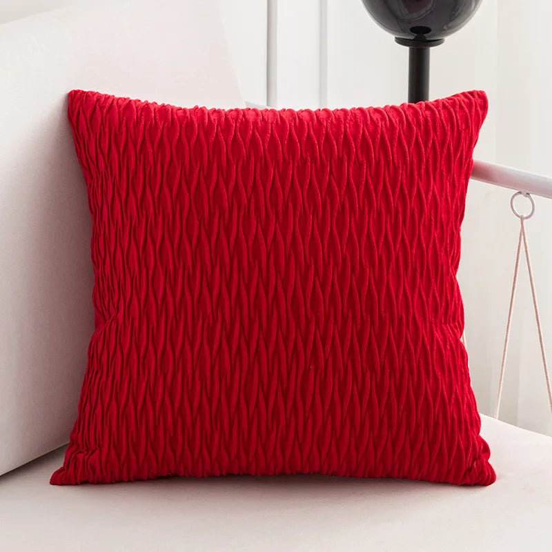 Afralia™ Velvet Striped Pleated Square Pillowcase