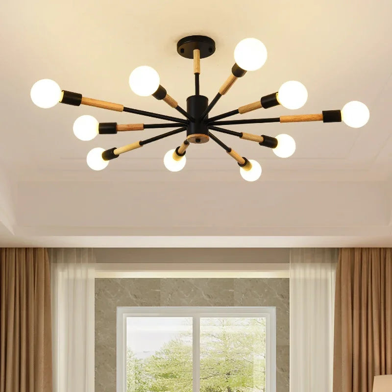 Afralia™ LED Ceiling Lights with Wooden Lampshades for Modern Livingroom and Bedroom