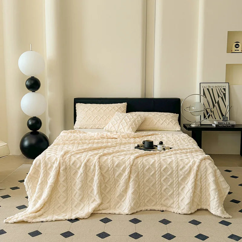 Afralia™ Taffeta Velvet Jacquard Plush Blanket: Soft, Fluffy, Colorfast Sofa Cover for Winter