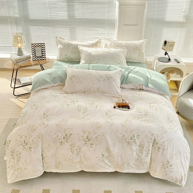 Afralia™ Aloe Cotton Printed Bed Sets 4Pcs Soft Cozy Bedding Set for Adults