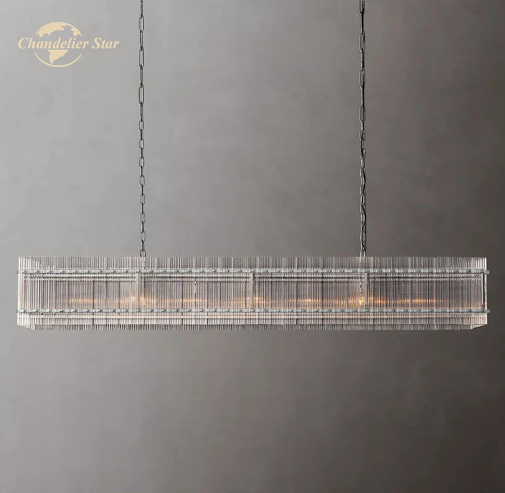 Afralia™ LED San Marco Glass Chandelier: Modern Rectangular Lighting for Dining, Kitchen, Living Room