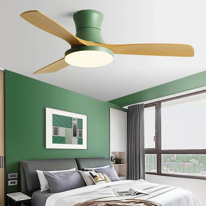 Afralia™ Low Profile Ceiling Fan Light with Black ABS Blades and Remote Control