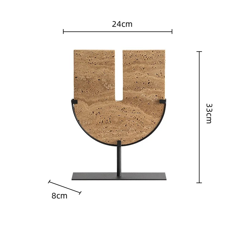 Afralia™ Yellow Cave Stone Semi-Circular Sculpture Figurine - Home Decor Ornament