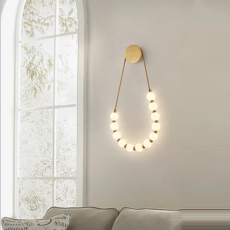 Afralia™ Black Gold LED Her Necklace Wall Lamp Sconce for Bedroom & Corridor