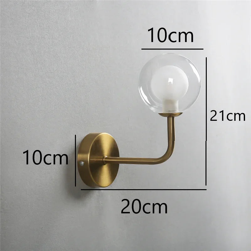Afralia™ Metal Glass Ball Wall Lamp: Modern Nordic Design for Living Room, Bedroom, Aisle & Staircase