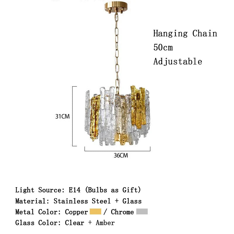 Afralia™ Icicle Glass Ceiling Pendant Light - Dimmable Dining Room Chandelier