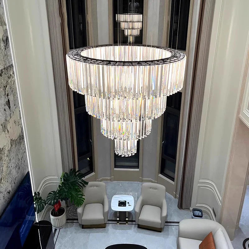 Afralia™ Luxury Stainless Steel K9 Crystal Pendant Light for Home Dining Table Decor