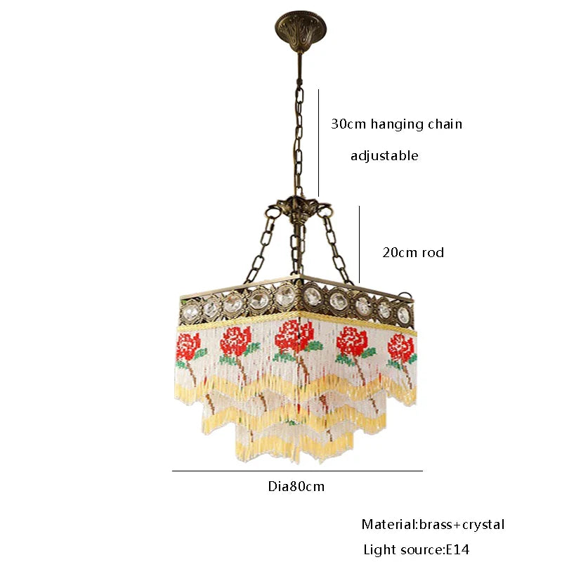 Afralia™ Black Rose Tassel Pendant Lights, Classic Retro Lustres for Living Room