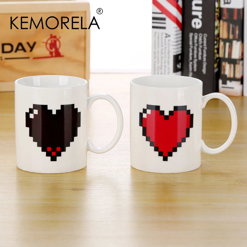 Afralia™ Color-changing Ceramic Cup - Heart-shaped Novelty Magic Mug