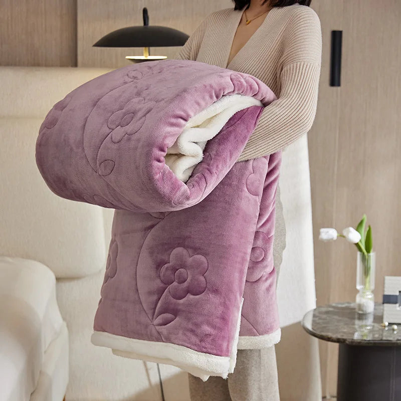 Afralia™ Cozy Three-Layer Lamb Wool Sofa Blanket for Autumn & Winter Decor