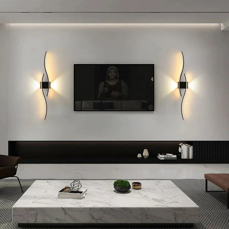 Afralia™ Nordic Black LED Wall Lights for Interior Decor, AC85-265V Indoor Lighting