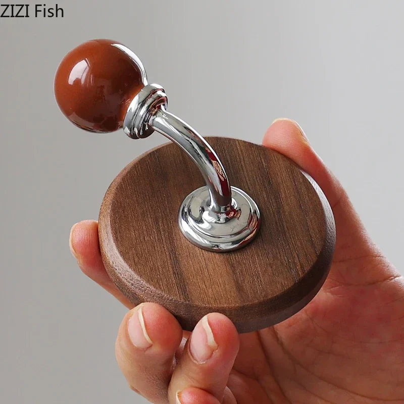 Afralia™ Walnut Wood Bending Hook Wall Storage Organizer