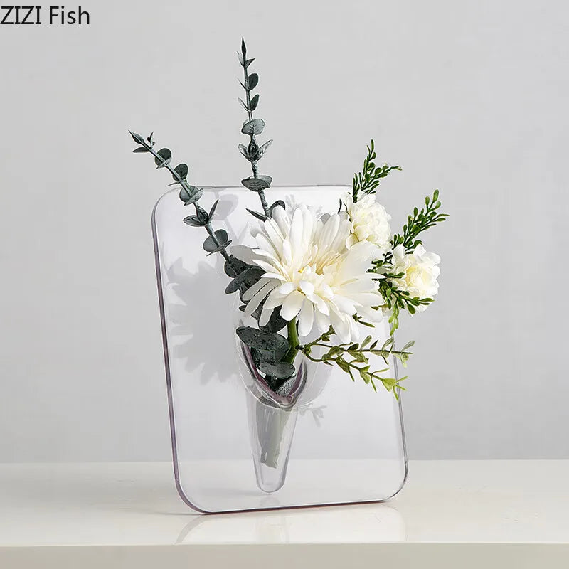 Afralia™ Minimalistic Geometric Square Vase for Stylish Desk Decoration and Floral Arrangement