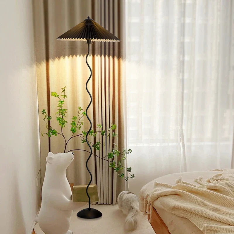 Afralia™ Pleated Fabric LED Floor Lamp for Nordic Minimalist Home Decor