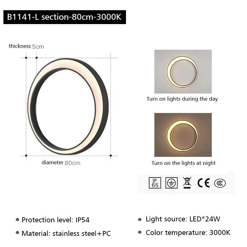 Afralia™ LED Outdoor Moon Wall Lamp Waterproof Modern Minimalist Sconce for Courtyard Balcony