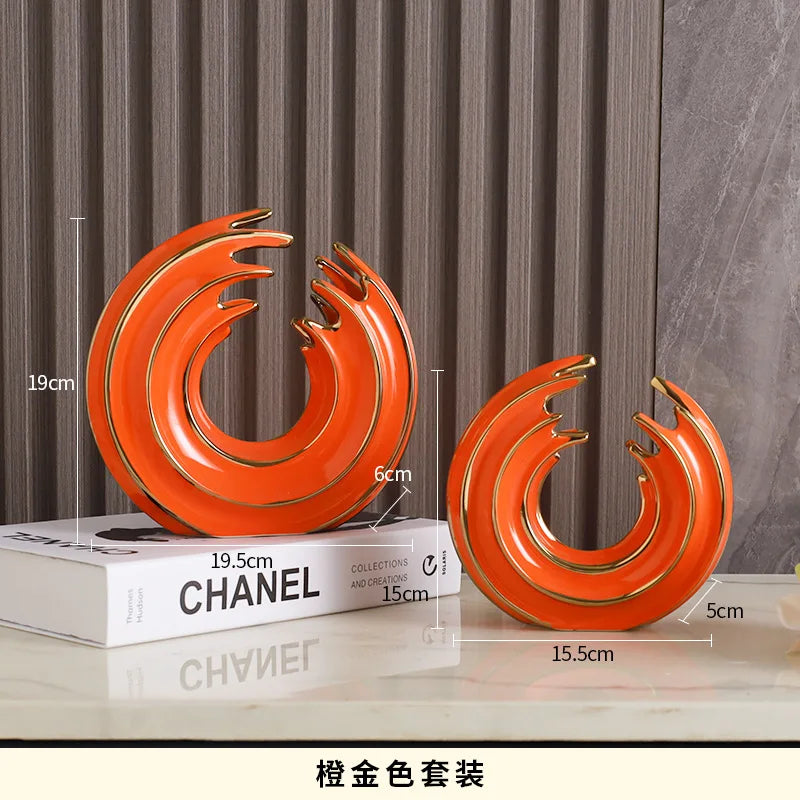 Afralia™ Nordic Wave Ceramic Statue Decoration for Living Room, Office, or Bedroom
