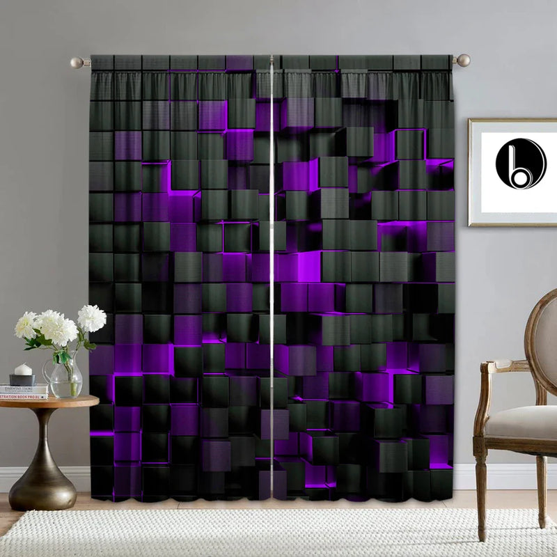 Afralia™ Translucent Grid Rod Pocket Curtains: Mysterious Home Decor for Kitchen, Coffee Shop & Living Room