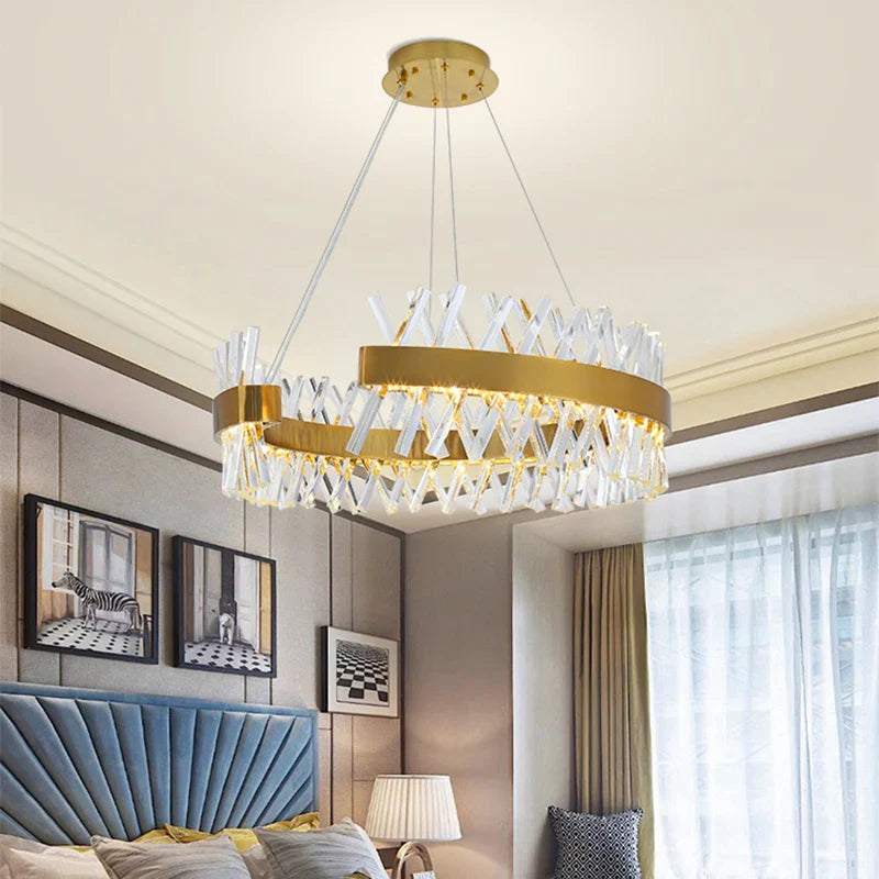 Afralia™ Contemporary LED Crystal Chandelier for Hotel, Wedding, and Living Room