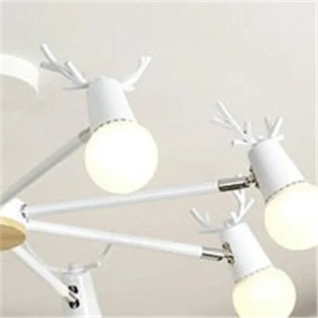 Afralia™ Modern Deer Horn Chandelier with Black White Pink Lampshade