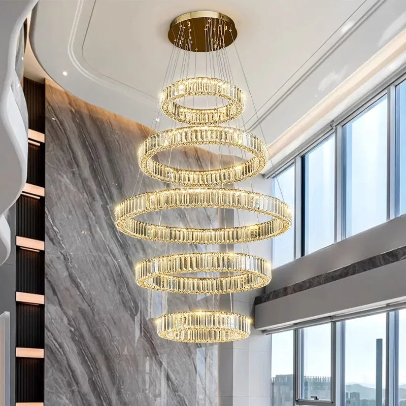 Afralia™ Crystal Chandelier Pendant Light for Living Room, Staircase, and Ceiling - Luxury Indoor Lighting