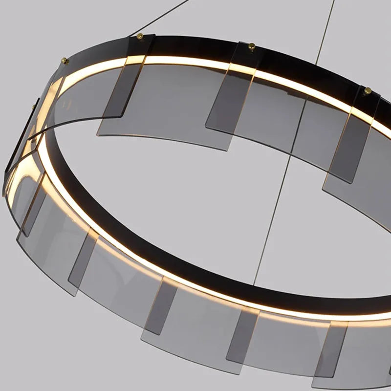 Afralia™ Glass Circle LED Pendant Light: Stratos Luxury Chandelier for Kitchen Island