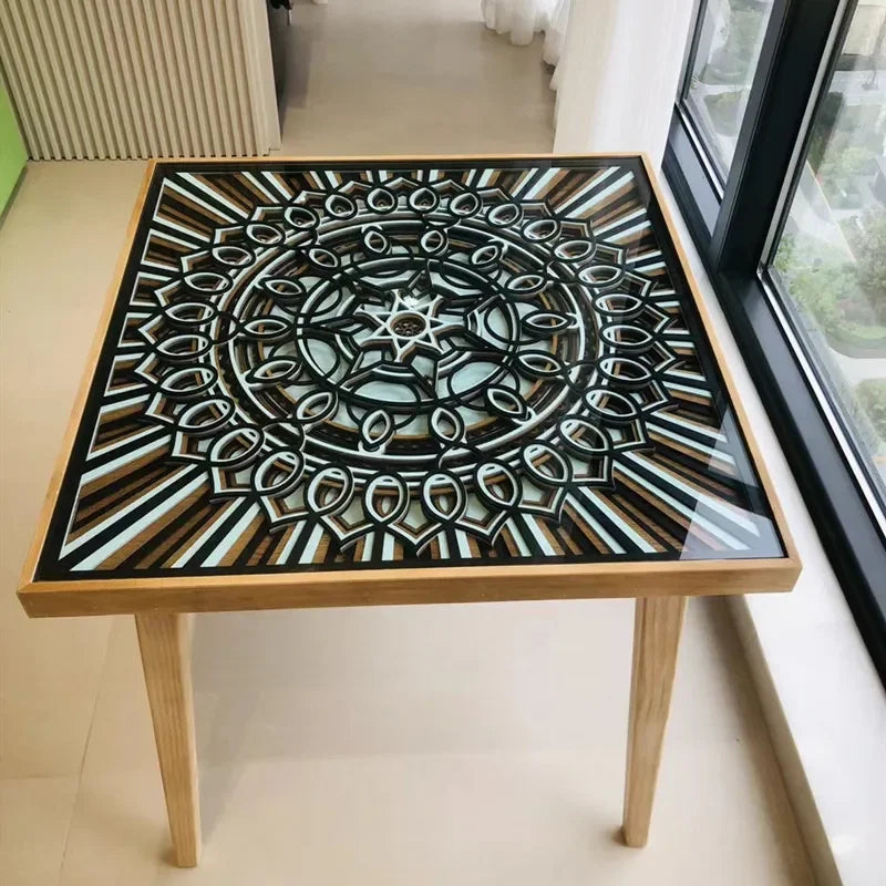Afralia™ Modern Solid Wood Dining Table Tea Salon Square Luxury Desk