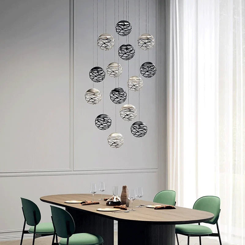 Afralia™ Modern Iron Ball Chandelier for Restaurant Living Room Bar Corridor Villa Project