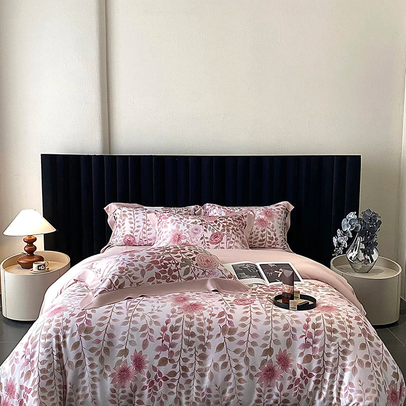 Afralia™ Eucalyptus Fiber Flowers Print Bedding Set - Soft Silky Cool Feel