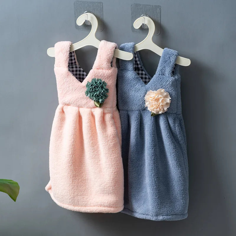 Afralia™ Kids' Cute Dress Hand Towel: Thick Coral Velvet, Soft Touch, Home & Kitchen Cleaning