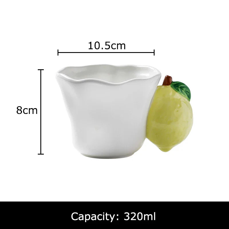 Afralia™ Fun Fruits Ceramic Mug Lemon/grape Dining Coffee Afternoon Tea Cup