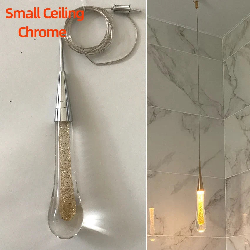 Afralia™ Crystal Glass LED Pendant Lights - Tear Drop Design for Restaurant, Bar, Staircase